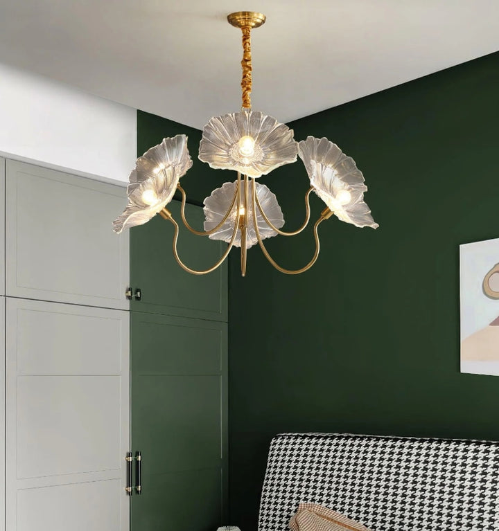 LOTUS LEAF GLASS CHANDELIER