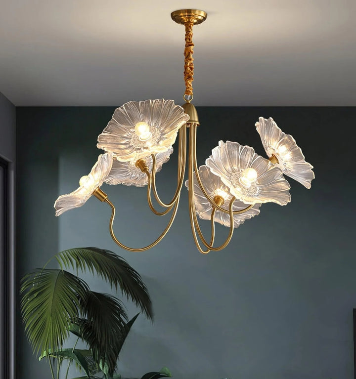 LOTUS LEAF GLASS CHANDELIER