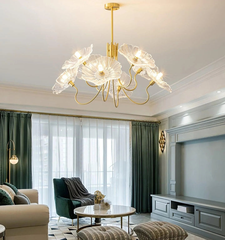 LOTUS LEAF GLASS CHANDELIER