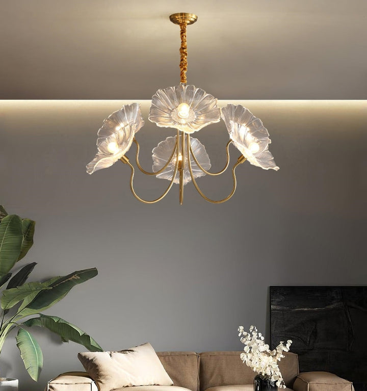 LOTUS LEAF GLASS CHANDELIER