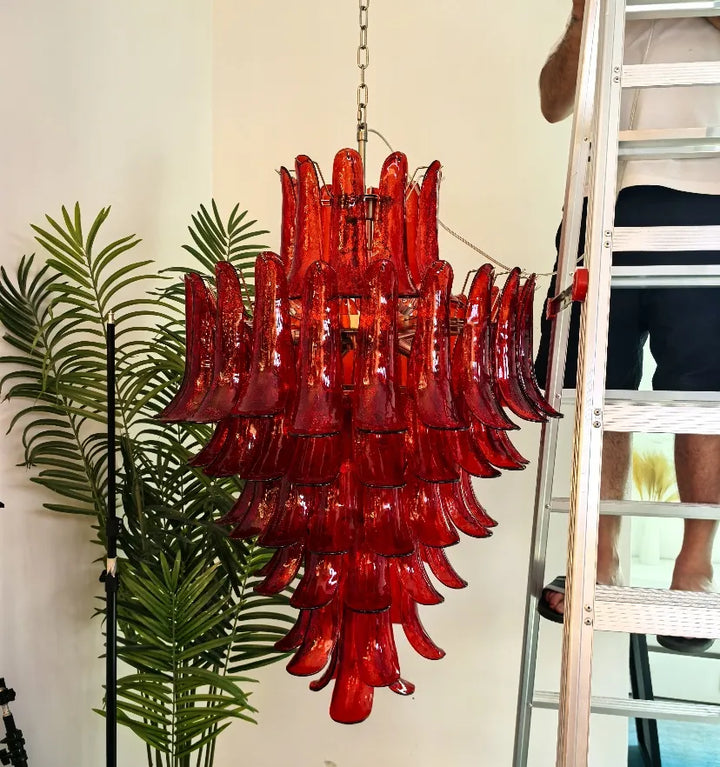 MURANO CRIMSON CASCADE CHANDELIER