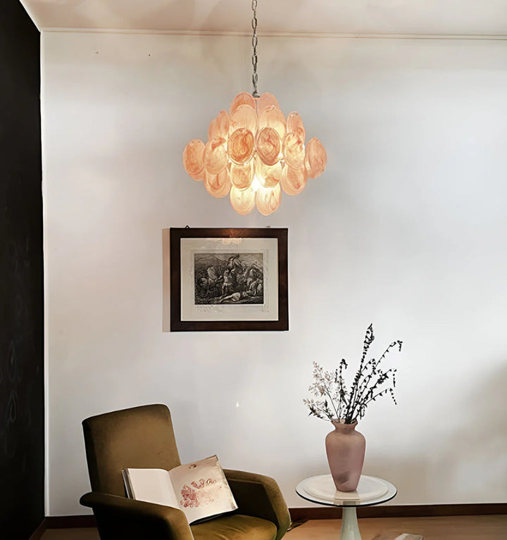 MURANO PINK DISKS CHANDELIER