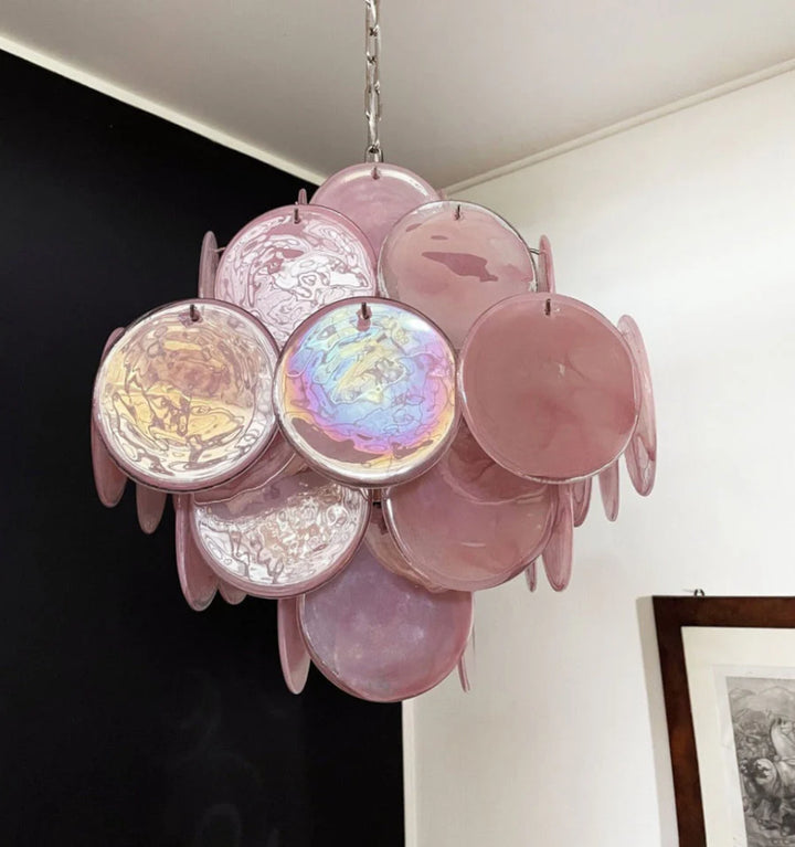 MURANO PINK DISKS CHANDELIER