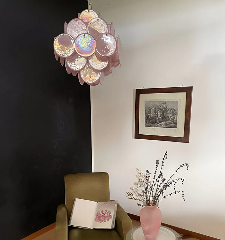 MURANO PINK DISKS CHANDELIER