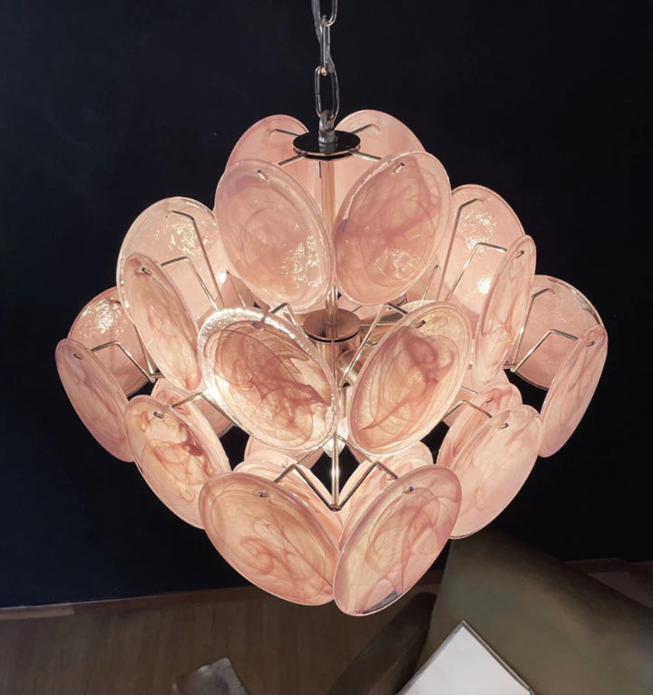 MURANO PINK DISKS CHANDELIER