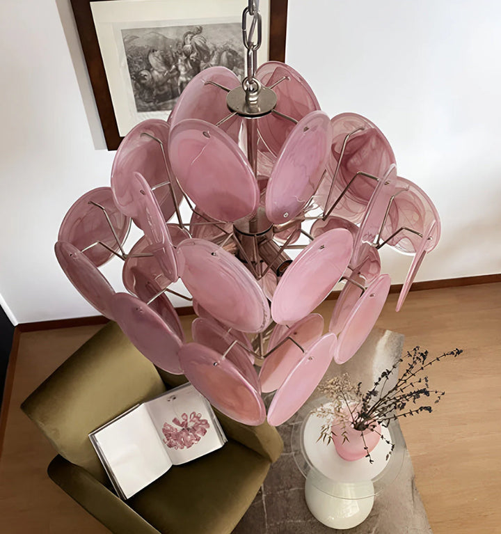 MURANO PINK DISKS CHANDELIER