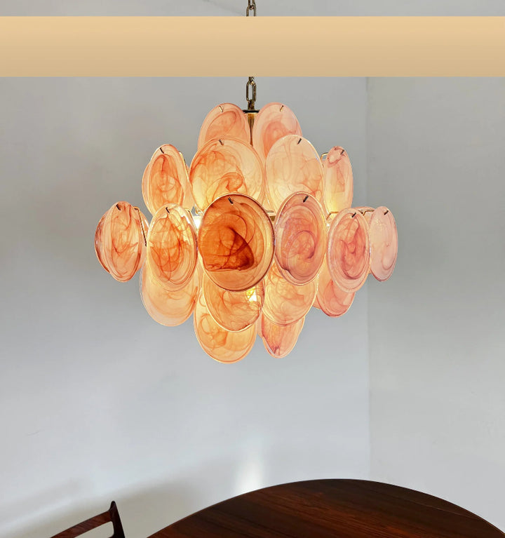 MURANO PINK DISKS CHANDELIER