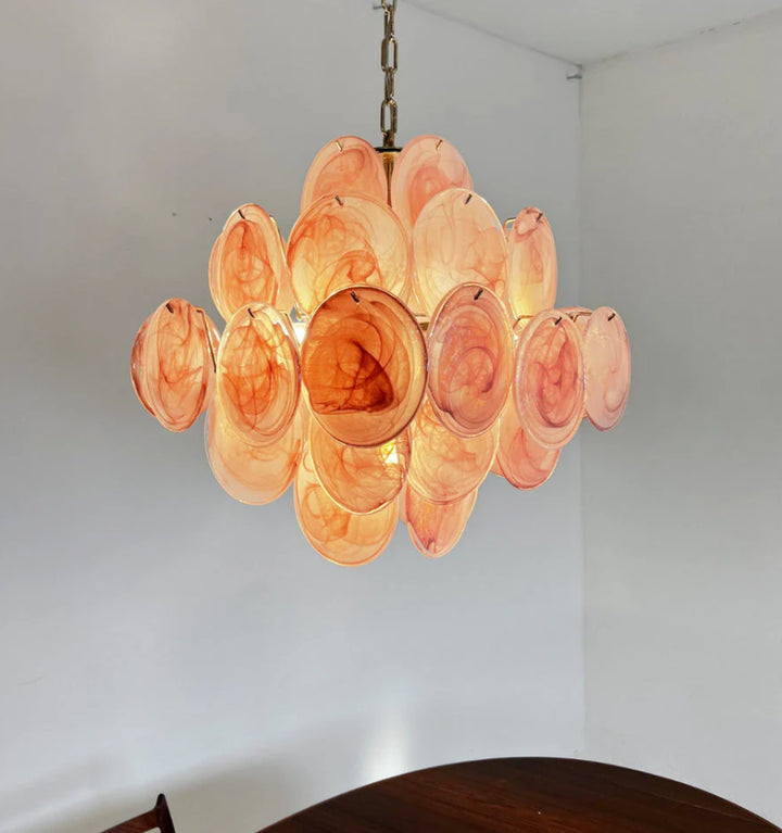 MURANO PINK DISKS CHANDELIER