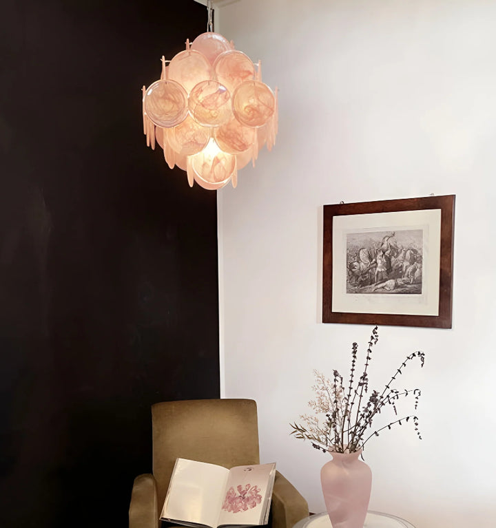 MURANO PINK DISKS CHANDELIER