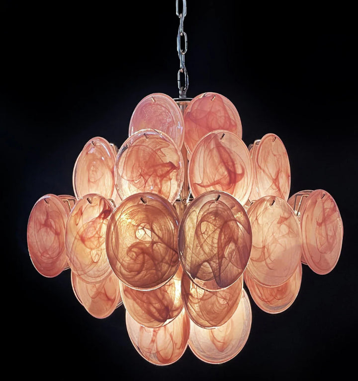 MURANO PINK DISKS CHANDELIER