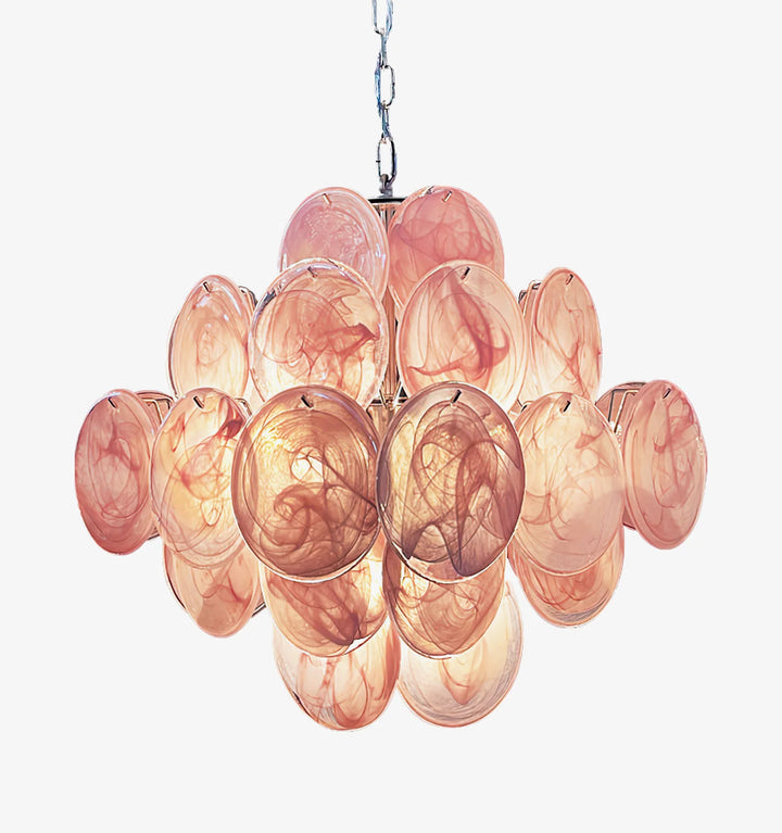 MURANO PINK DISKS CHANDELIER