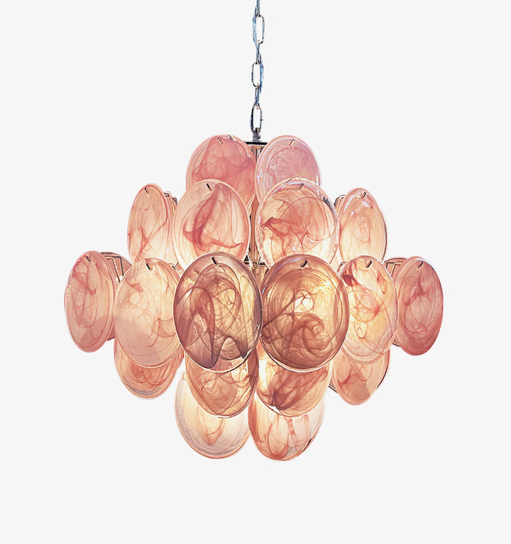 MURANO PINK DISKS CHANDELIER