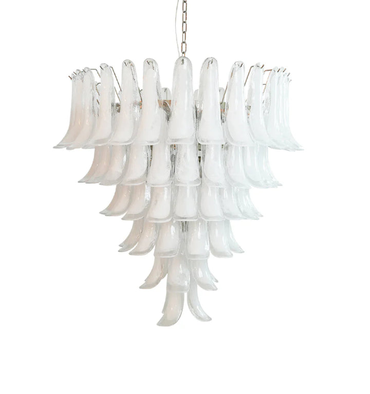 MURANO WHITE GLASS PETALS CHANDELIER