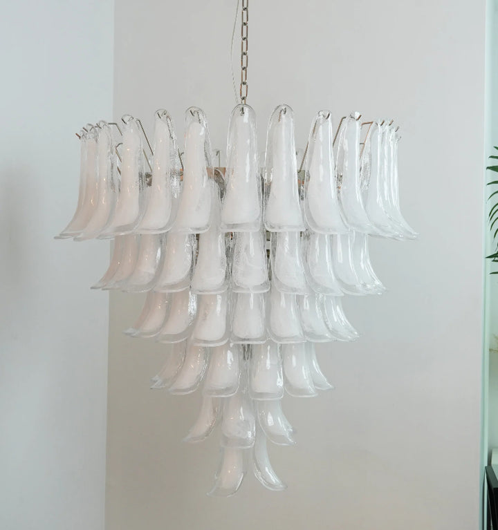 MURANO WHITE GLASS PETALS CHANDELIER