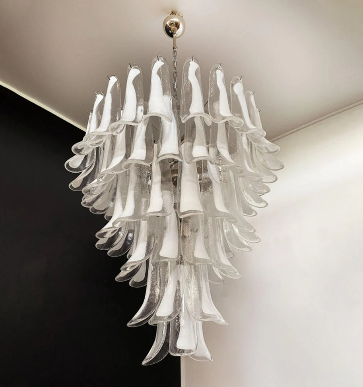 MURANO WHITE GLASS PETALS CHANDELIER