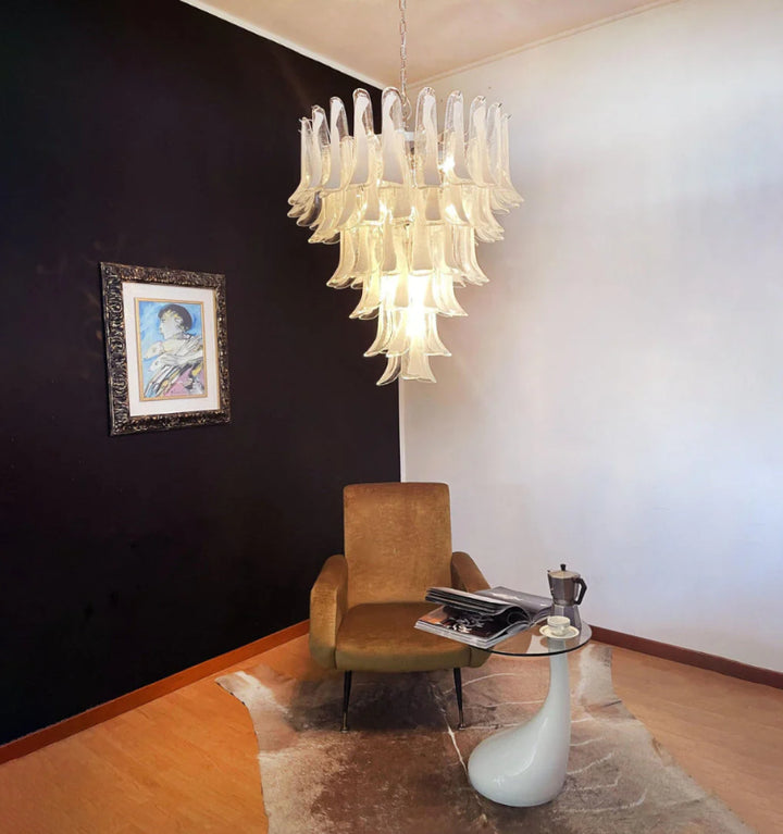 MURANO WHITE GLASS PETALS CHANDELIER