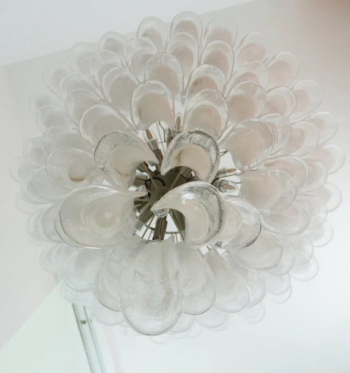 MURANO WHITE GLASS PETALS CHANDELIER