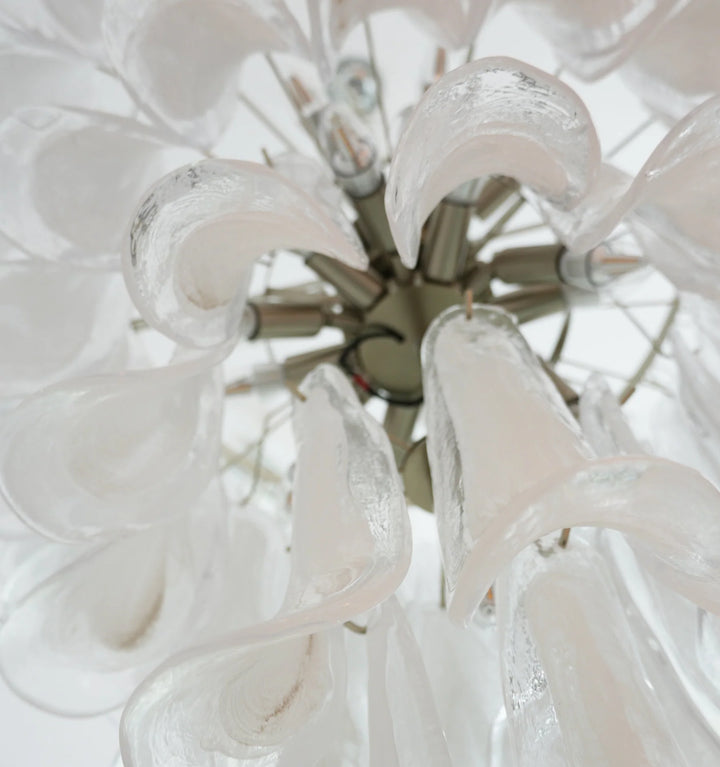 MURANO WHITE GLASS PETALS CHANDELIER