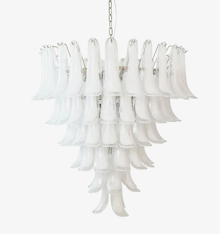 MURANO WHITE GLASS PETALS CHANDELIER