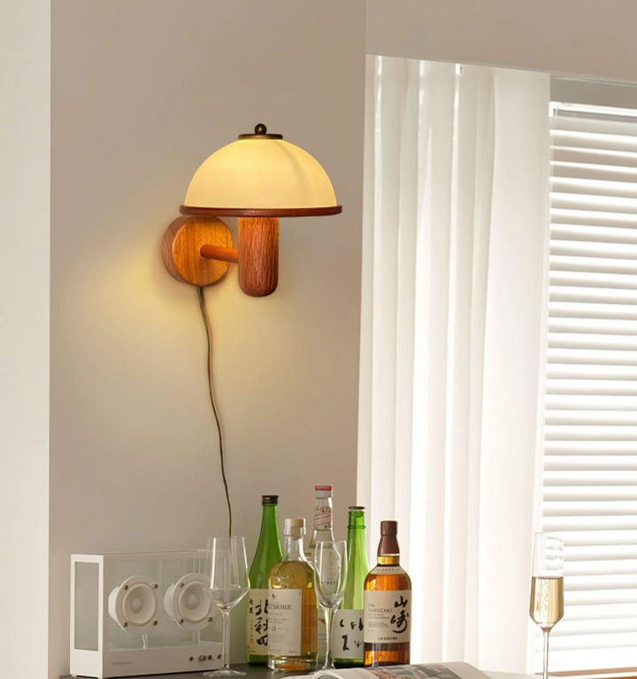 Mushroom Wood Wall Lamp