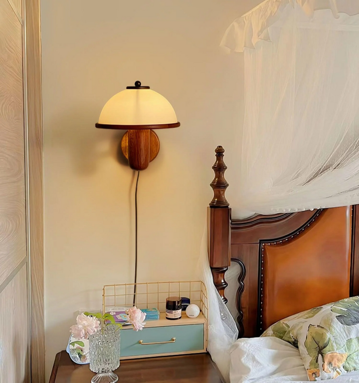 Mushroom Wood Wall Lamp