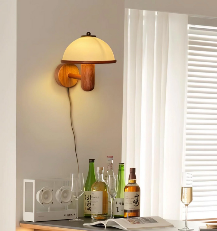 Mushroom Wood Wall Lamp