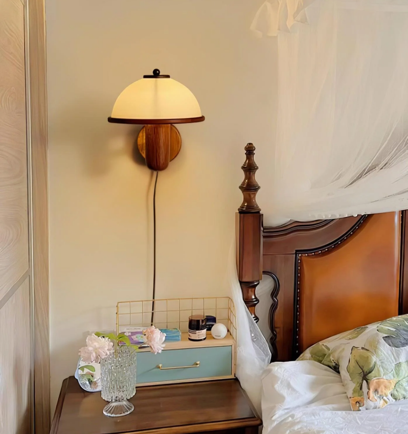 Mushroom Wood Wall Lamp