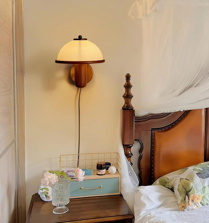 Mushroom Wood Wall Lamp