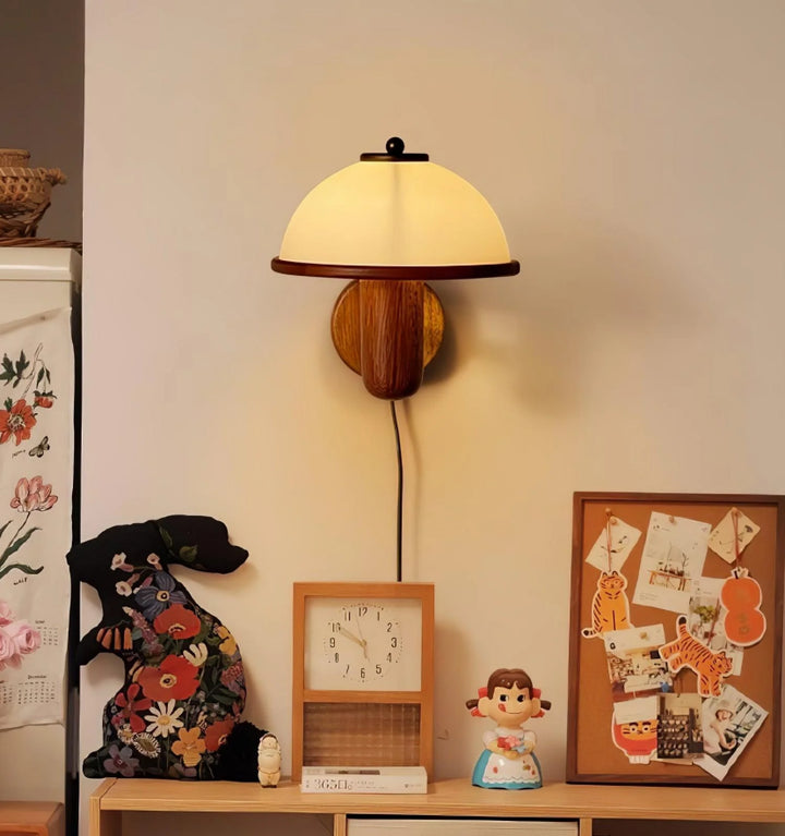 Mushroom Wood Wall Lamp