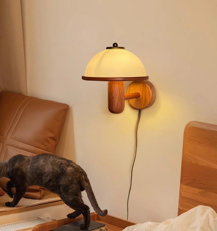 Mushroom Wood Wall Lamp