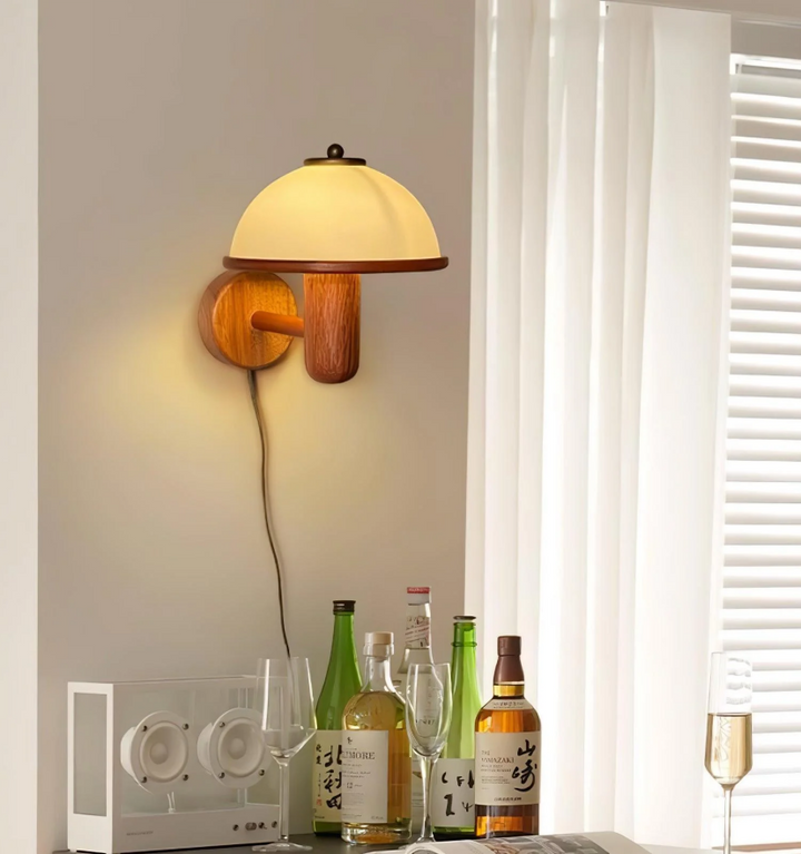 Mushroom Wood Wall Lamp