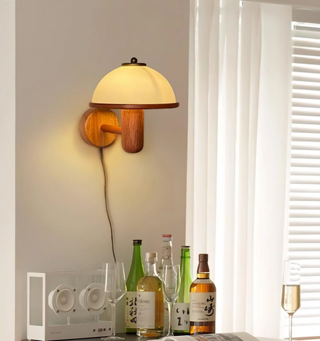 Mushroom Wood Wall Lamp