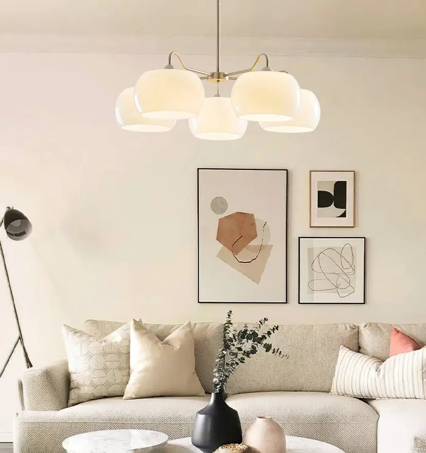 Nickel Glass Persimmon Chandelier