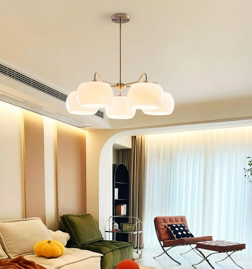 Nickel Glass Persimmon Chandelier