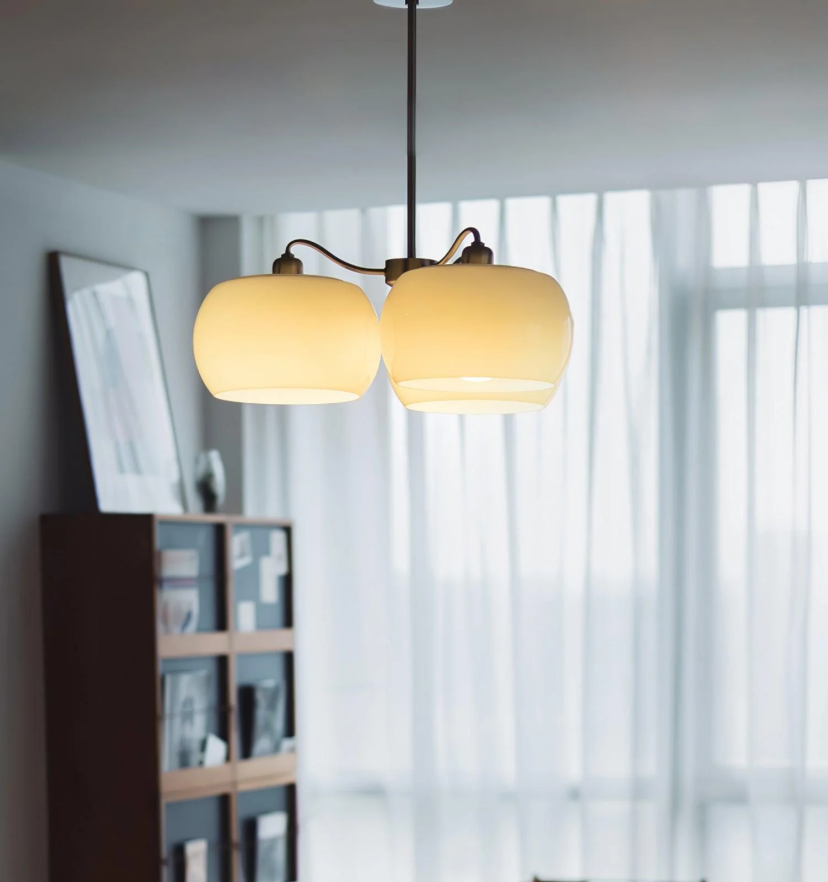 Nickel Glass Persimmon Chandelier