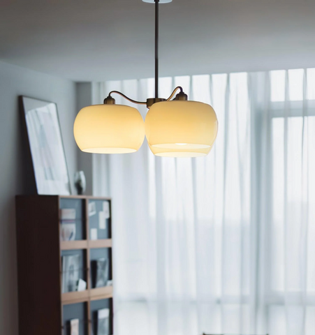 Nickel Glass Persimmon Chandelier