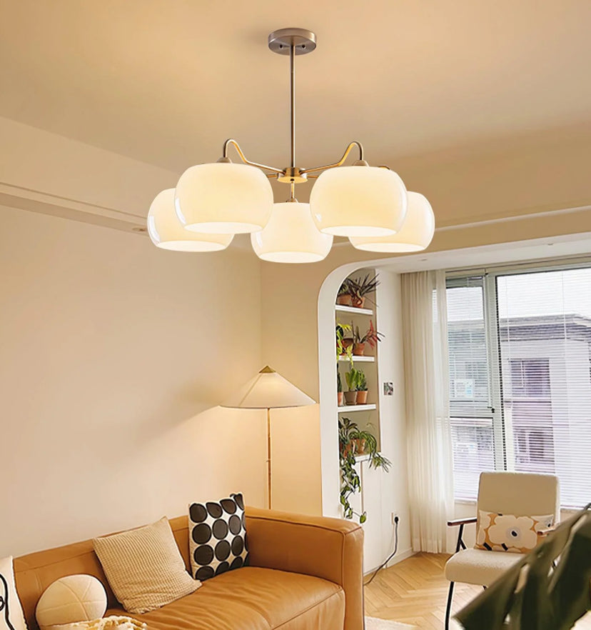 Nickel Glass Persimmon Chandelier