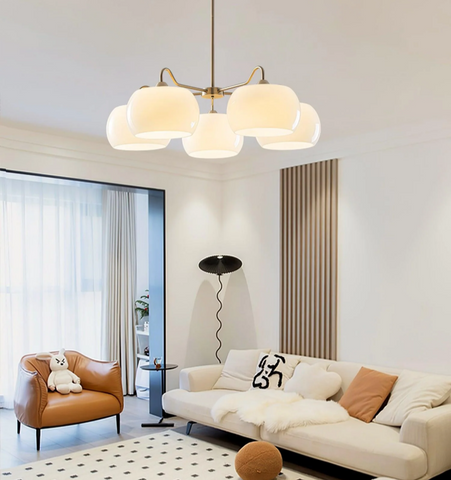 Nickel Glass Persimmon Chandelier
