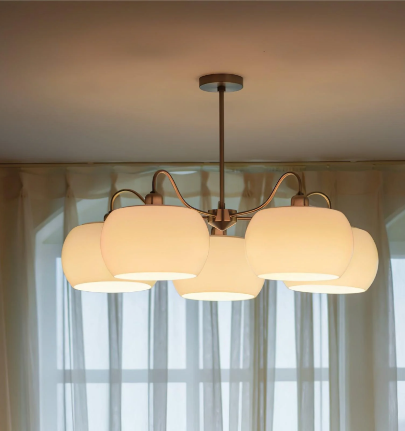 Nickel Glass Persimmon Chandelier