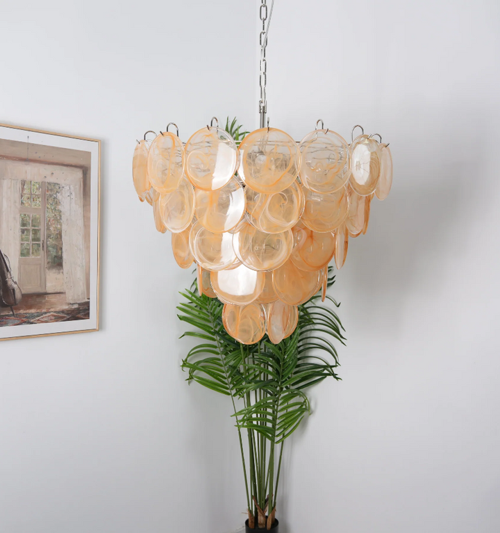 ORANGE MURANO DISC CHANDELIER