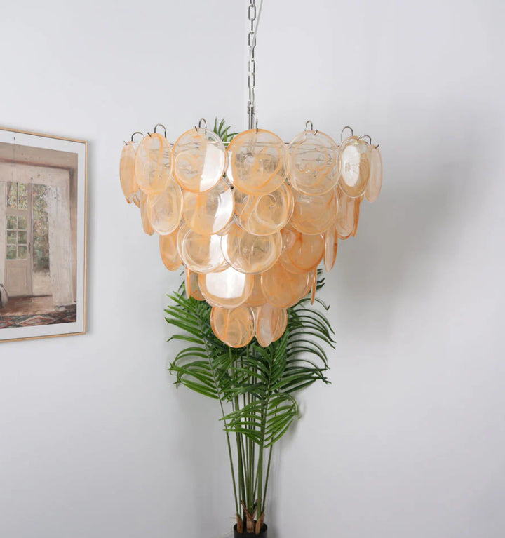 ORANGE MURANO DISC CHANDELIER