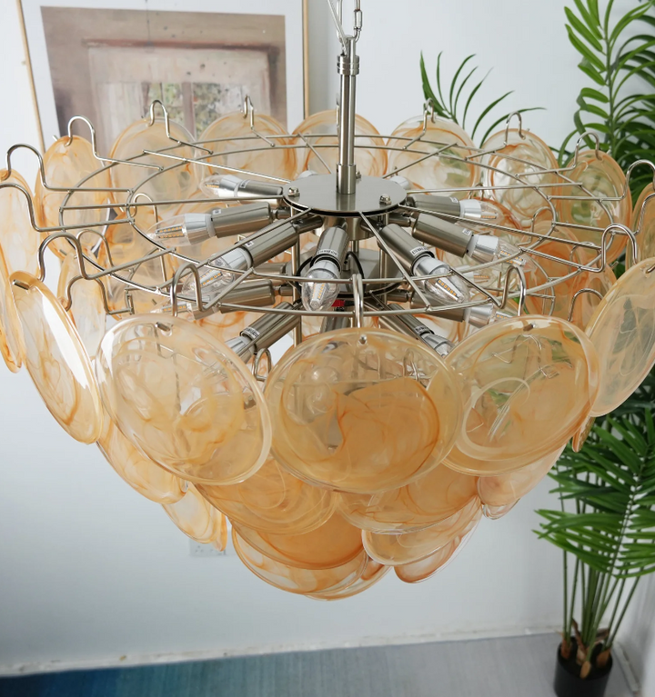 ORANGE MURANO DISC CHANDELIER