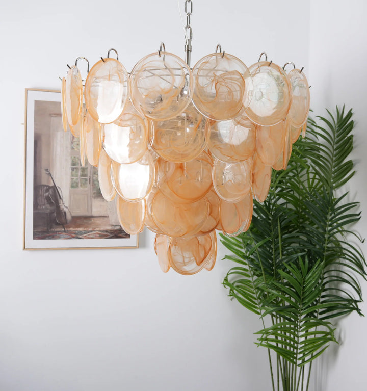 ORANGE MURANO DISC CHANDELIER