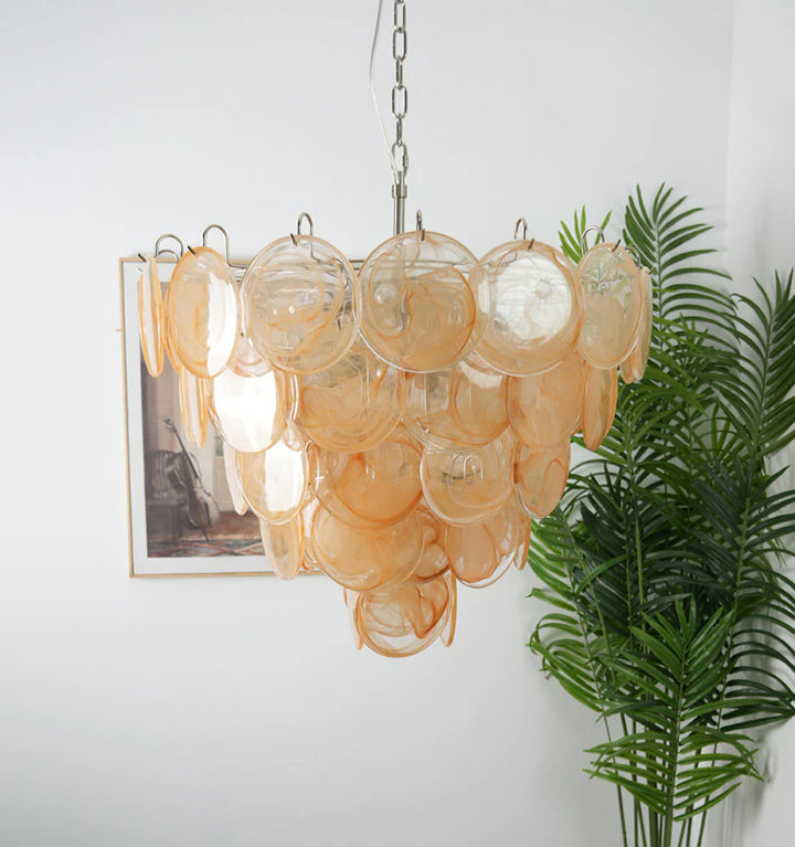 ORANGE MURANO DISC CHANDELIER