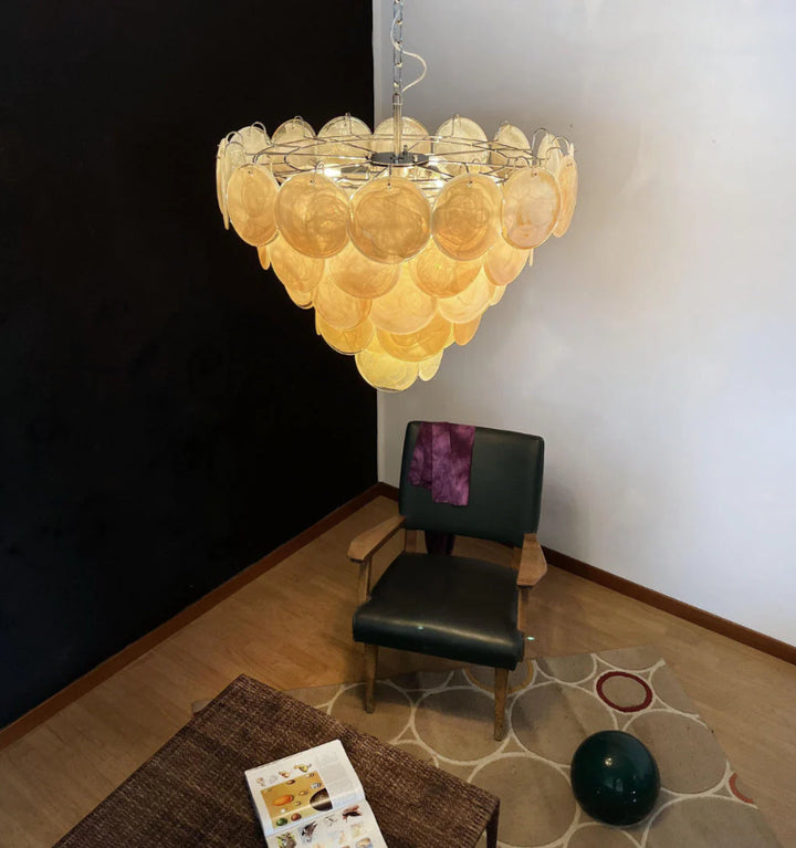 ORANGE MURANO DISC CHANDELIER