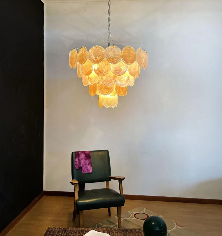 ORANGE MURANO DISC CHANDELIER