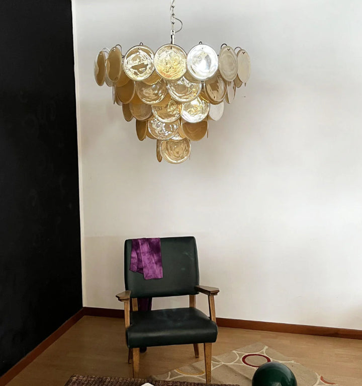 ORANGE MURANO DISC CHANDELIER