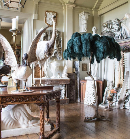 OSTRICH FEATHER BRASS FLOOR LAMP