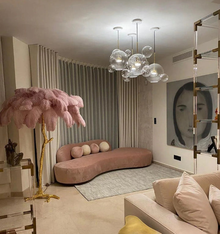 OSTRICH FEATHER BRASS FLOOR LAMP