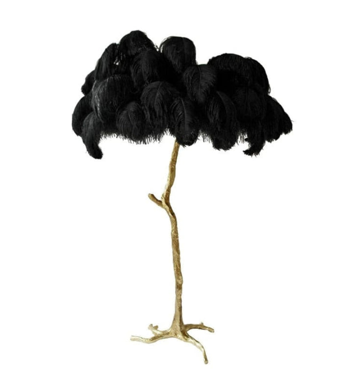 OSTRICH FEATHER BRASS FLOOR LAMP